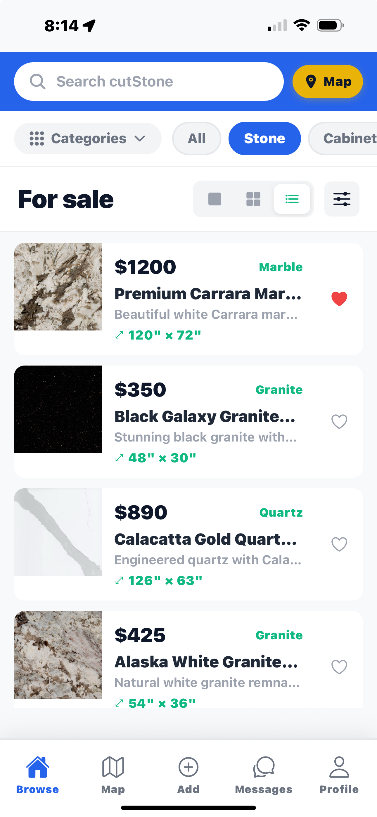 Browse stone listings