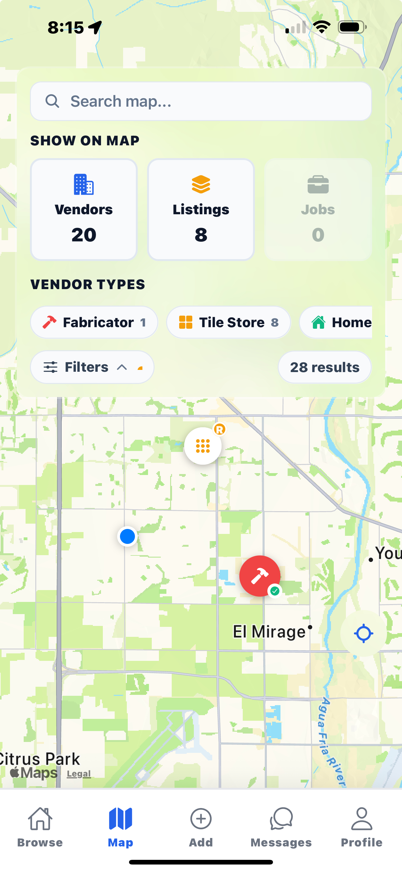Find vendors on map